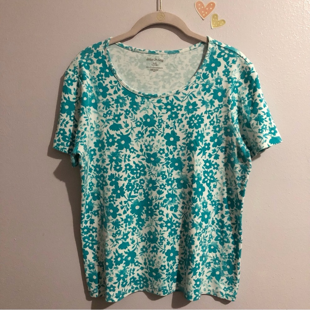 White Stag Floral Top | Size Large